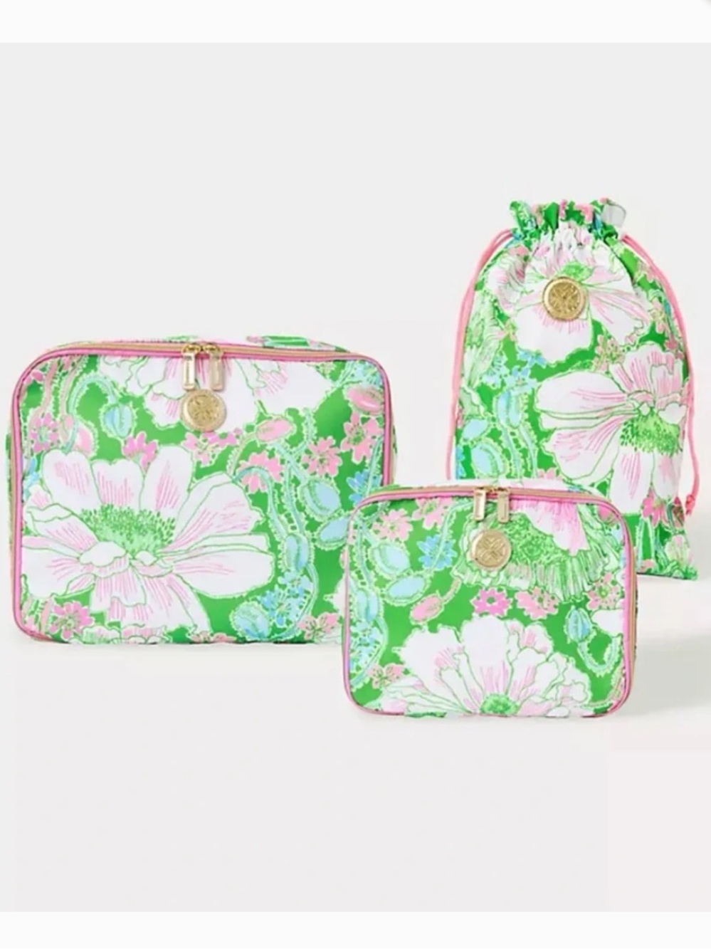 Lilly Pulitzer GWP “poppyland” packing cubes 3pk set, NWT